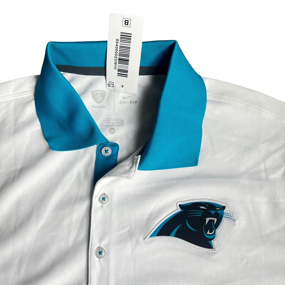 Nike Mens Carolina Panthers NFL On Field Training Polo White Teal Dri-FIT M